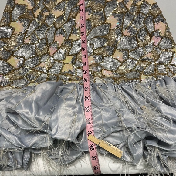 Silver and Gold Sequin Dress with Ruffle Hem - Picture 12 of 16